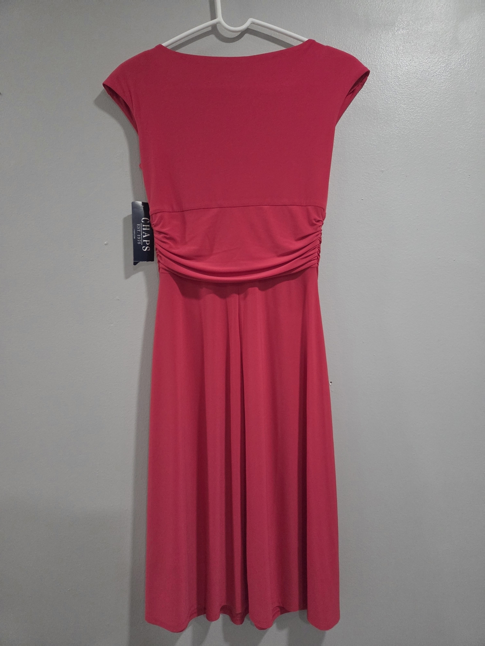 Chaps Knot-Front Cap Sleeve Dress in Raspberry Pink - Picture 5 of 5